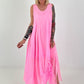 Sommerkleid mit Raff-Detail - neonpink