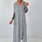 T-Shirt Kleid mit Ösen -grau