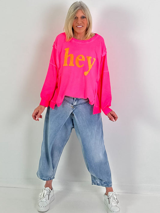 Sweater Modell "hey" - neonpink