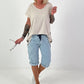 T-Shirt mit seitlichen Ösen - beige