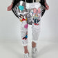 Trousers with print mix and comic motifs - white-grey-multicoloured