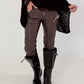 Vegan leather trousers with patch - mocha
