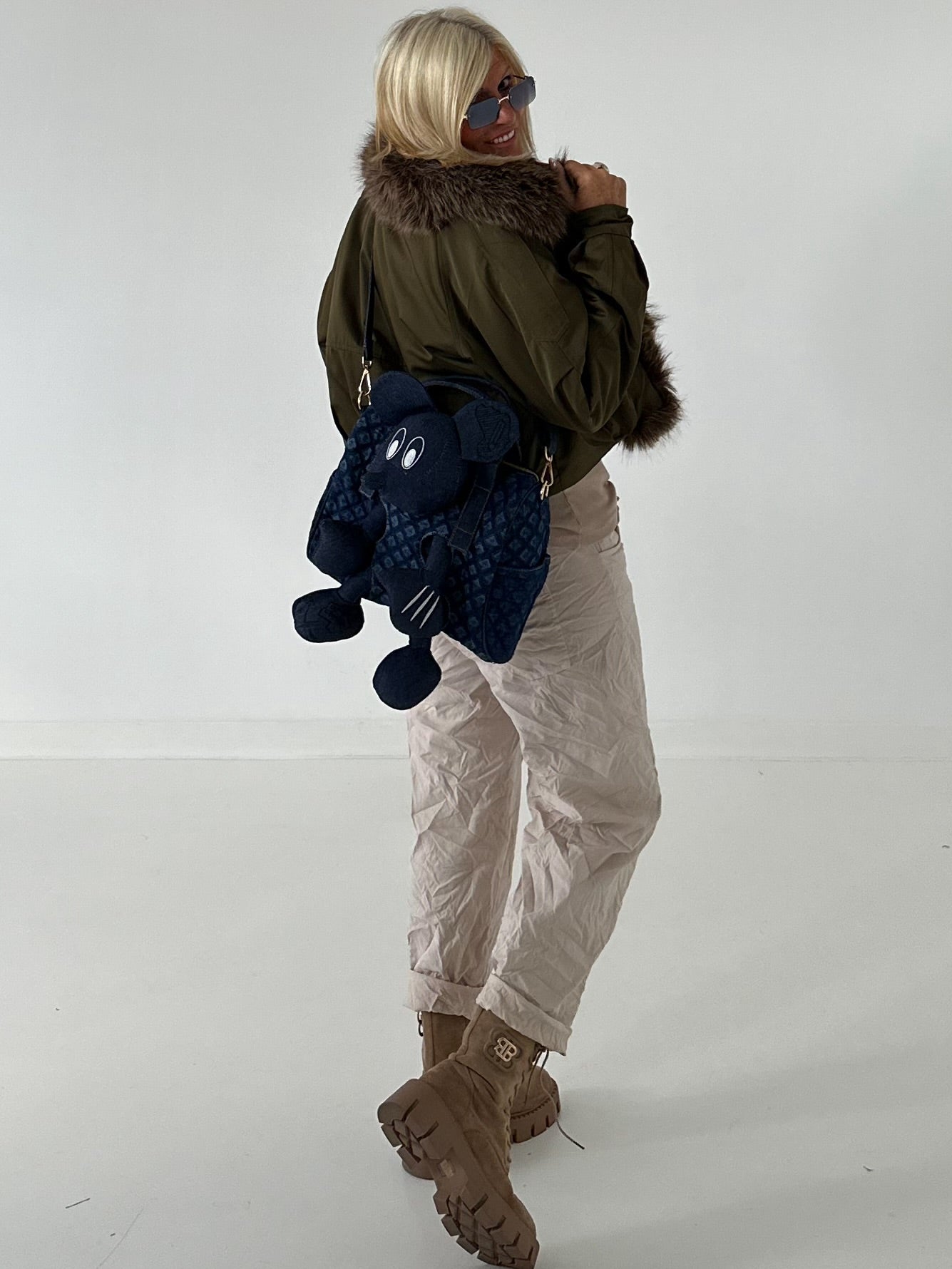 Canvas bag with special details and Speedy shape - denim