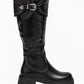 Statement-Stiefel in Lederoptik mit Nieten - schwarz
