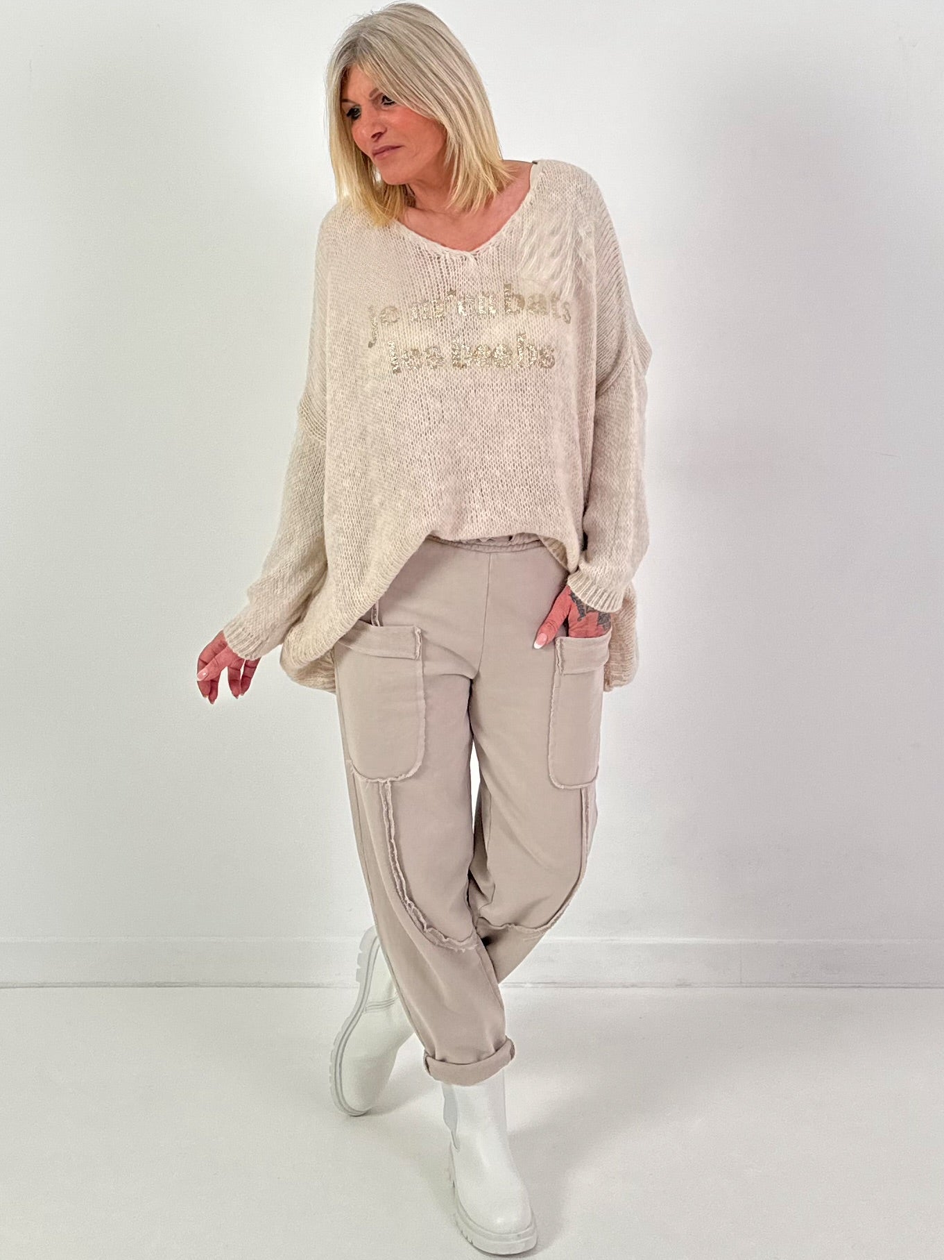 Strickpullover Modell "Glow&Flow" - beige