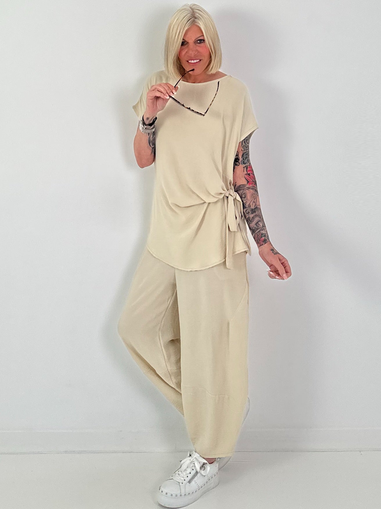 Light Balloon Trousers - beige