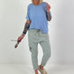 T-Shirt with cut-outs - light blue