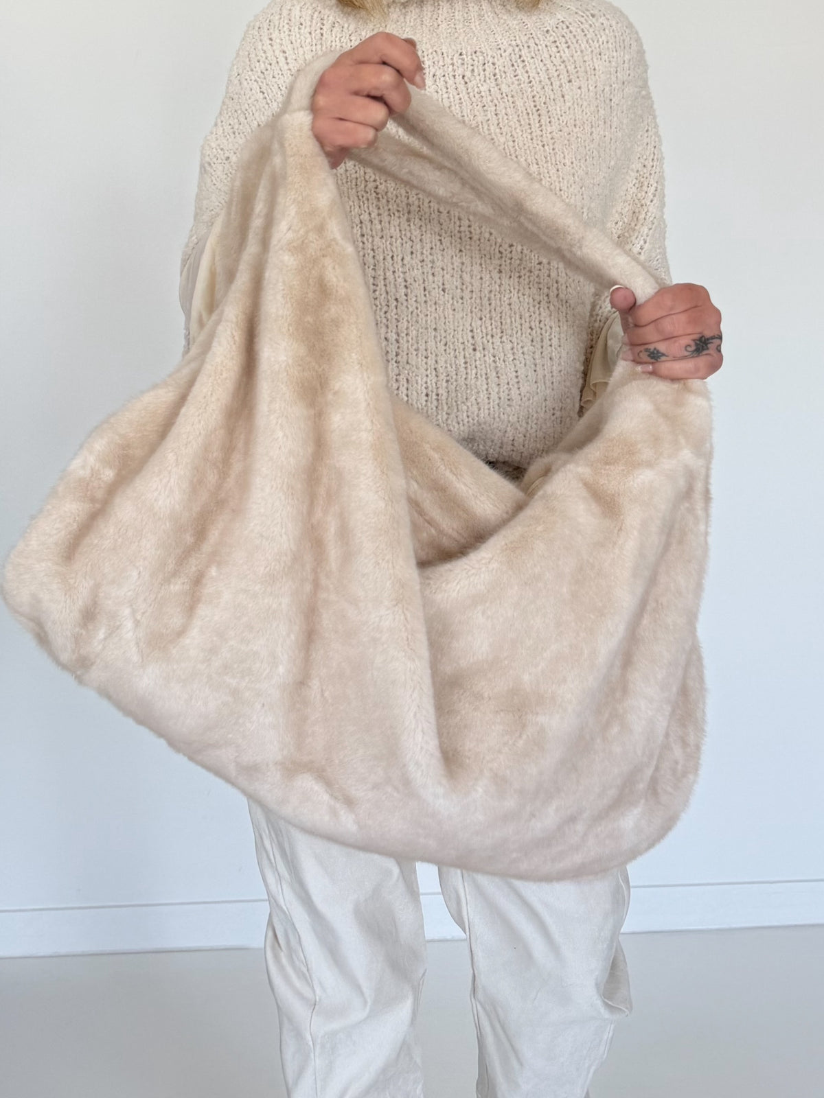 XXL Felltasche - beige