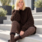 Oversized Pullover mit Grobstrickärmeln - mokka