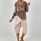 Short baggy shorts with overlap - beige
