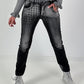 Jeans mit aufwendigen Details - used-black