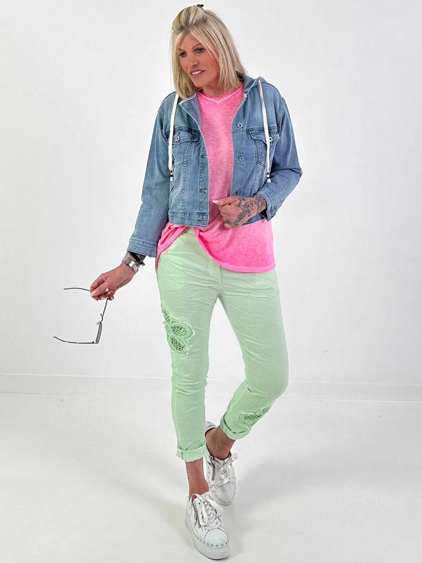 Hooded denim jacket