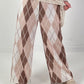Hose mit Rautenmuster - beige-braun-weiss
