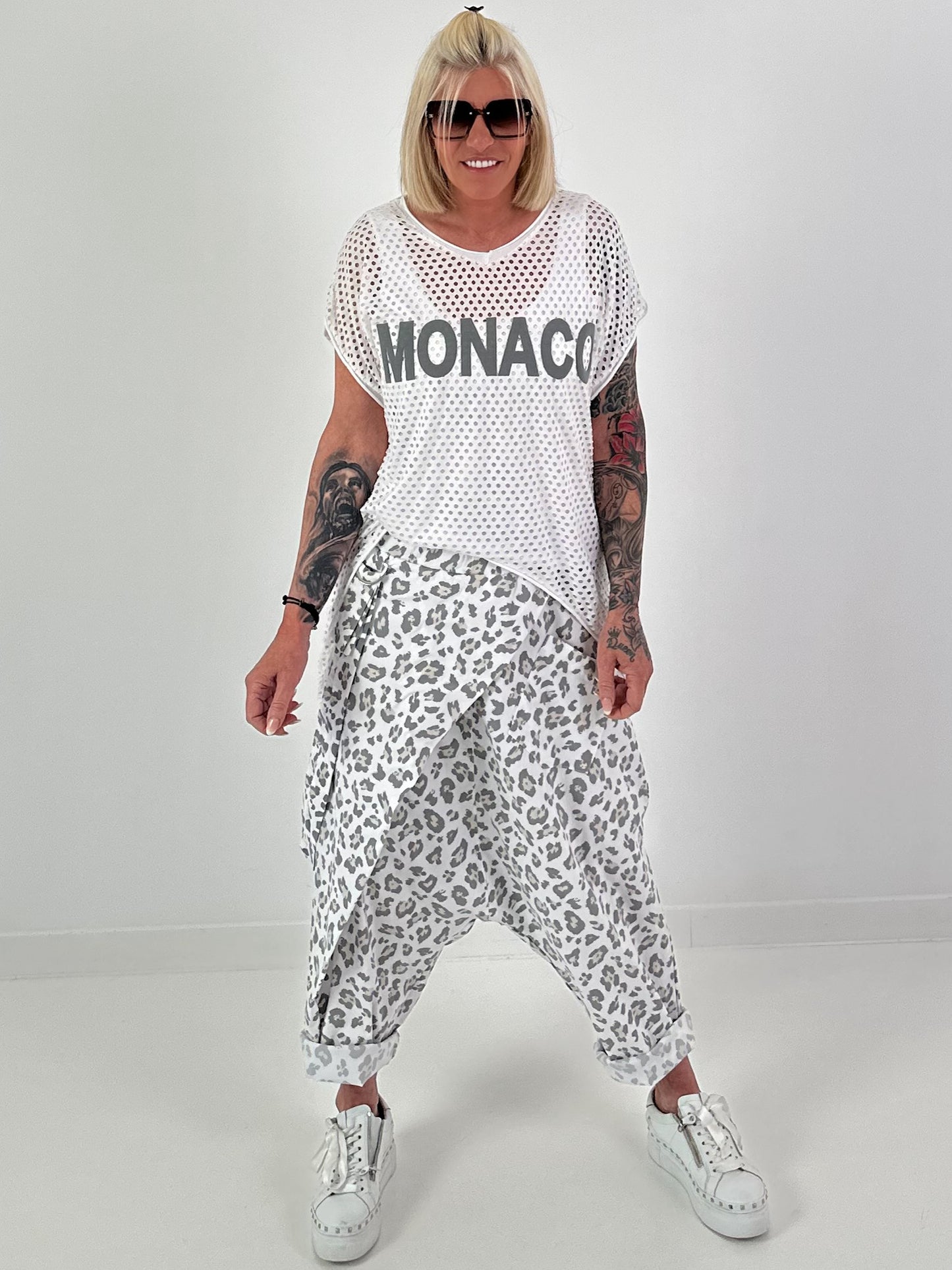 Mesh shirt Monaco - white-grey