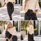 Sweater mit Turn-Up-Ärmeln - beige