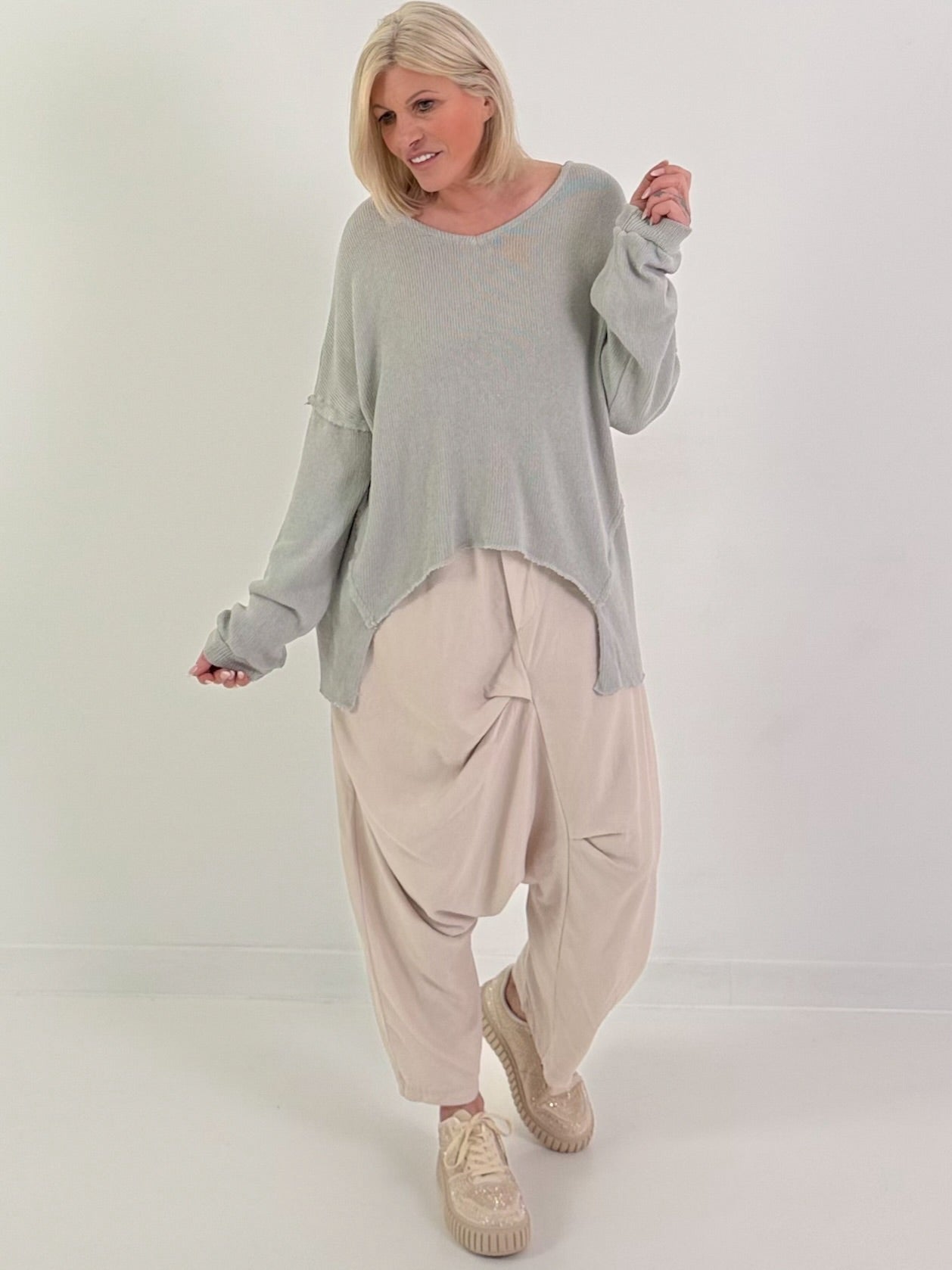 Oversized Strickpullover - grau ( lieferbar ab 14.03.26)