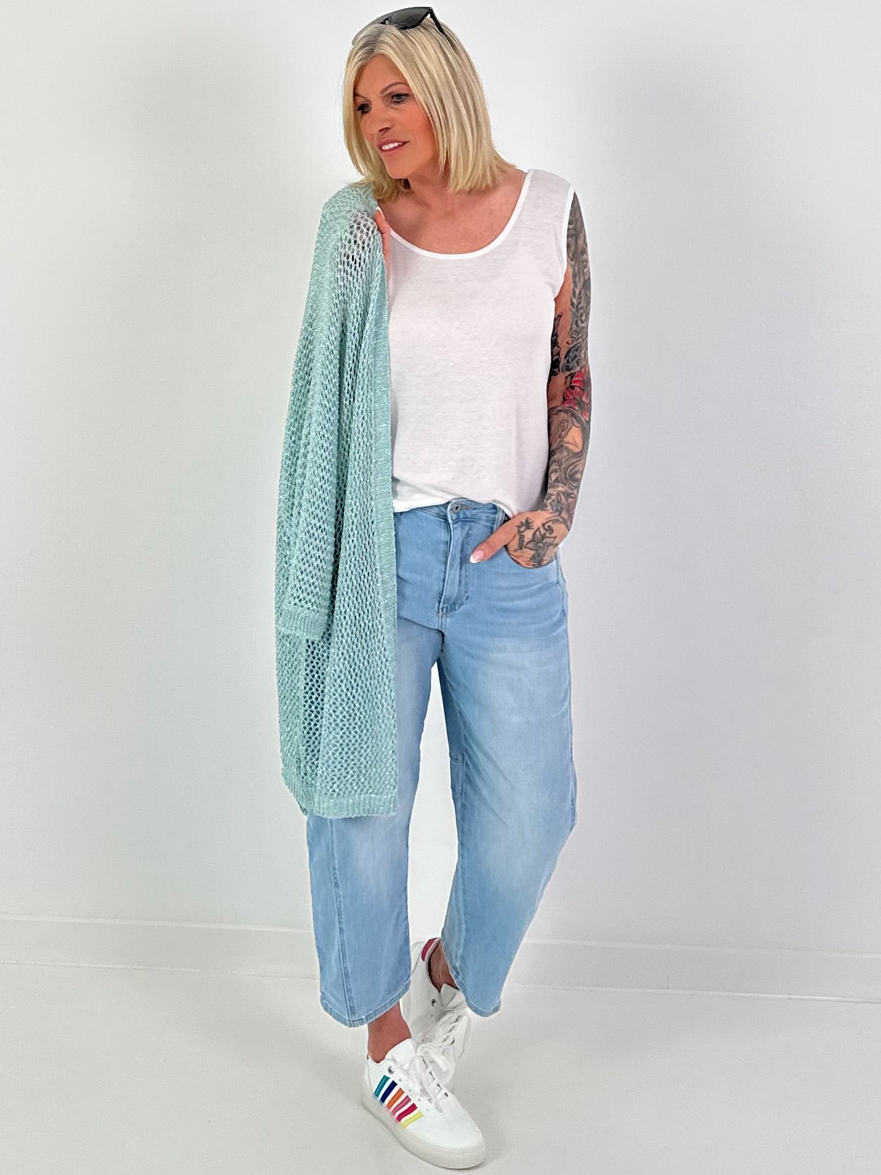 Häkeljacke mit Lurex - watergeen