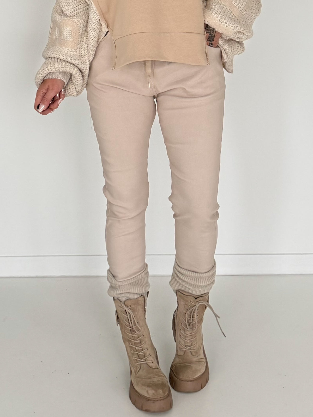 Hose mit elastischem Bündchen - beige