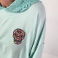Oversized hoodie with lace hood - mint
