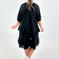 Kleid mit Unterziehtop und Volants - schwarz