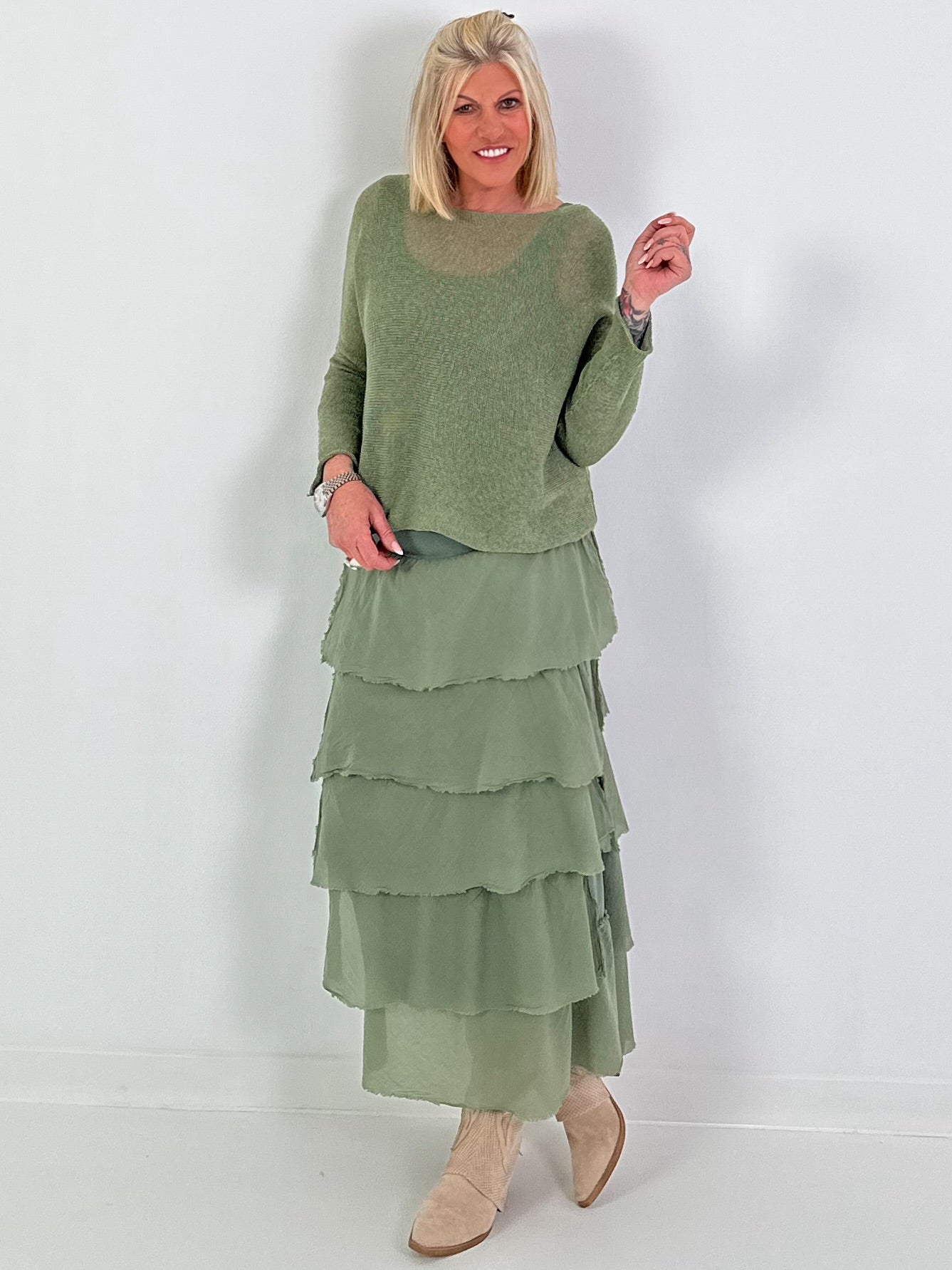 Light knit sweater - khaki