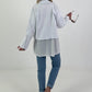 Denim jacket with crochet pockets - white