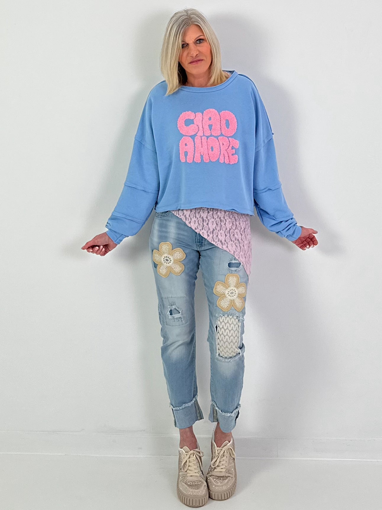 Sweater Ciao Amore - hellblau