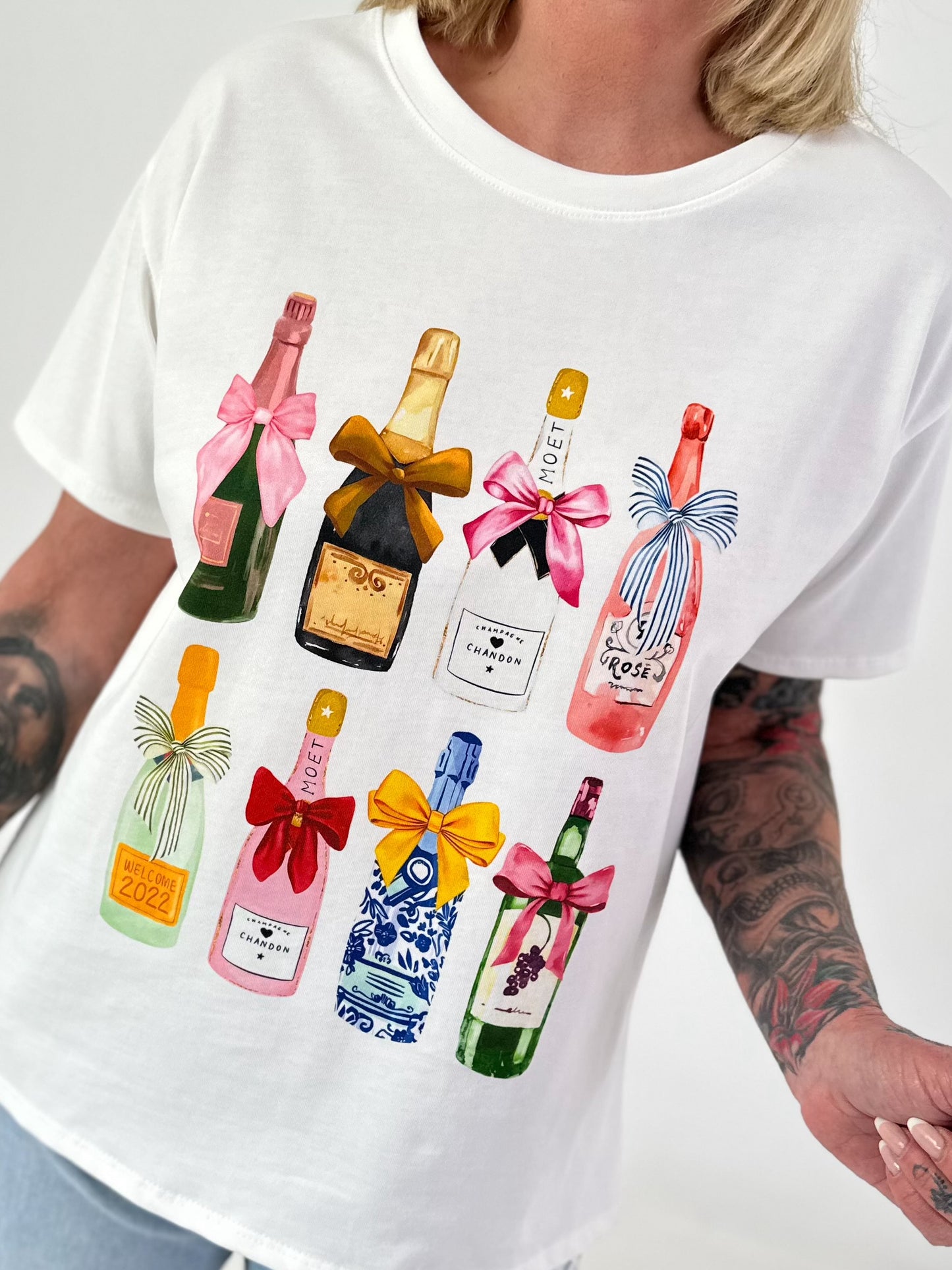 Sweat T-Shirt mit Print - weiss