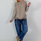 Feinkord Shirt mit Sweati Armen und Rücken - taupe