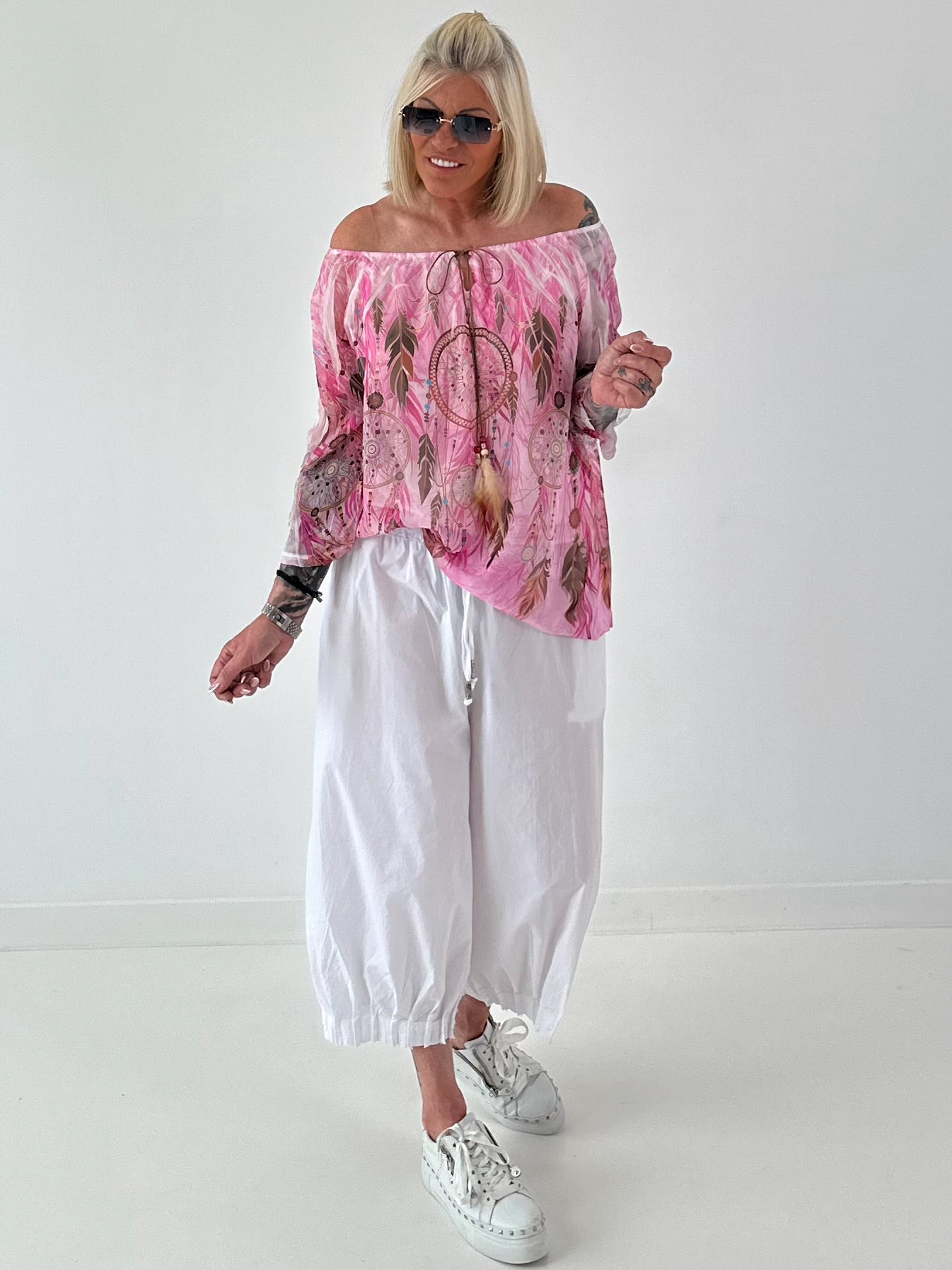 Tunika mit Print - pink - mehrfarbig