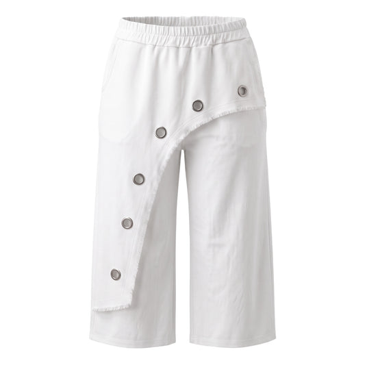 Hose mit Overlay und Metallösen - weiss