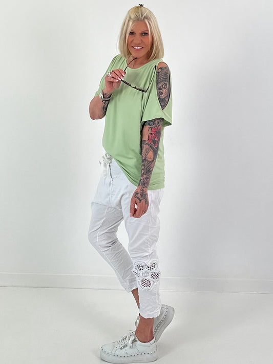 T-Shirt mit Cut-Outs - lindgrün