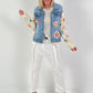 Denim jacket with crocheted sleeves - denim