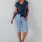 Frayed hem t-shirt - dark blue