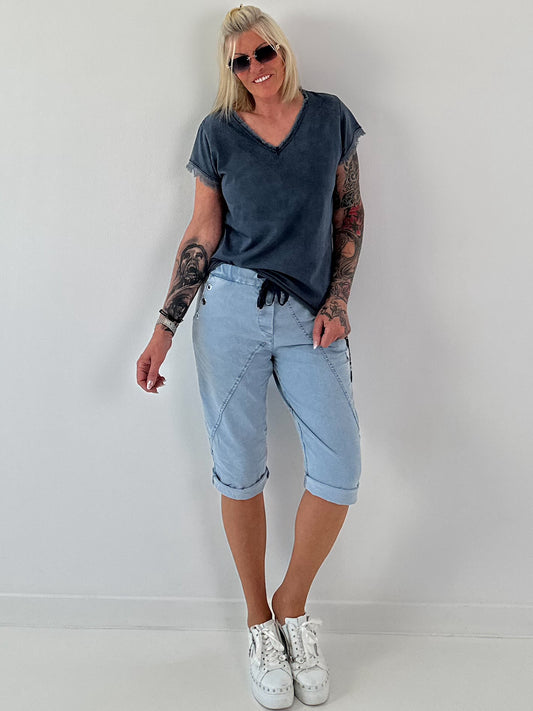 Frayed hem t-shirt - dark blue