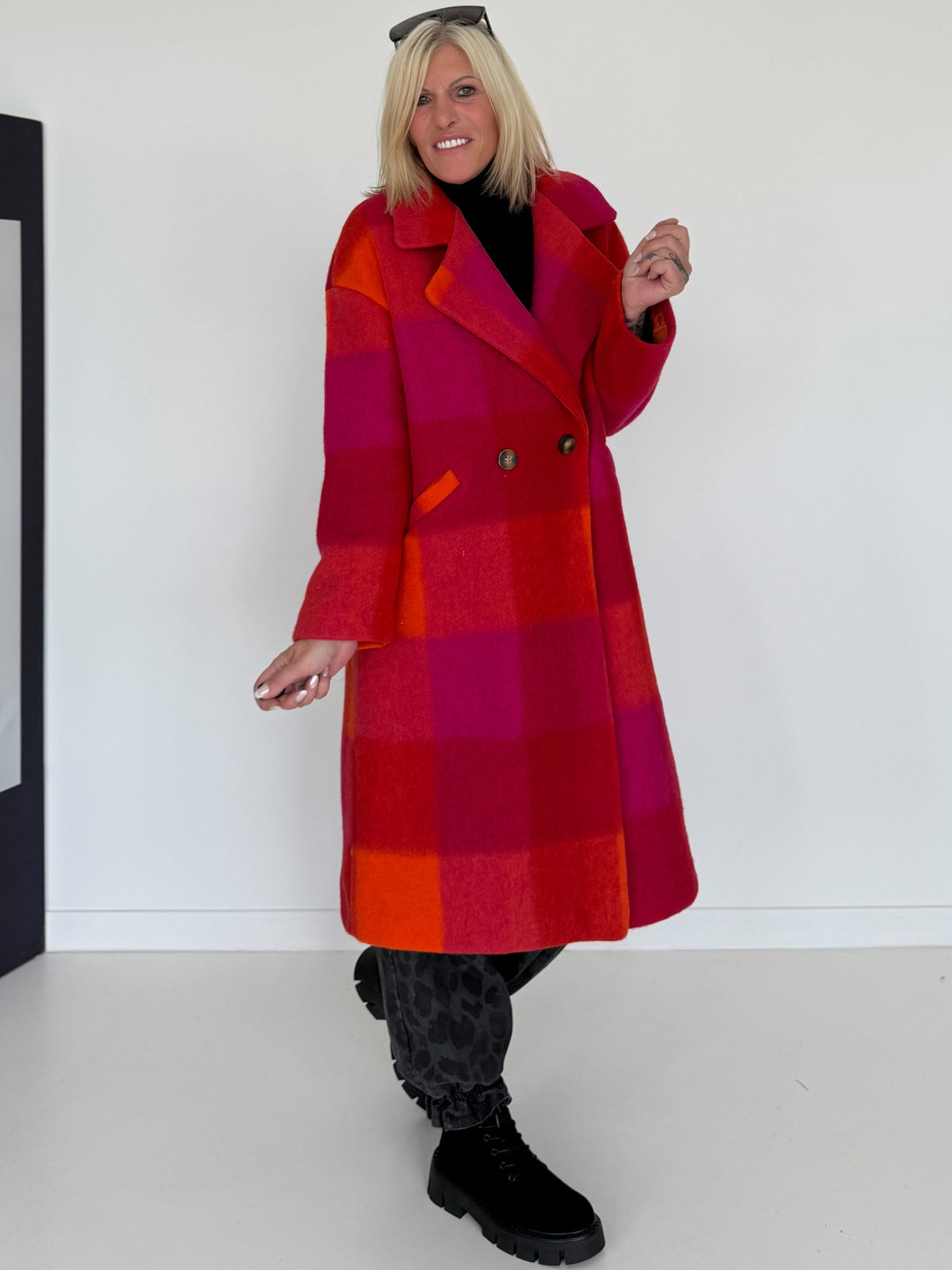Mantel im Color-Block-Muster - mehrfarbig