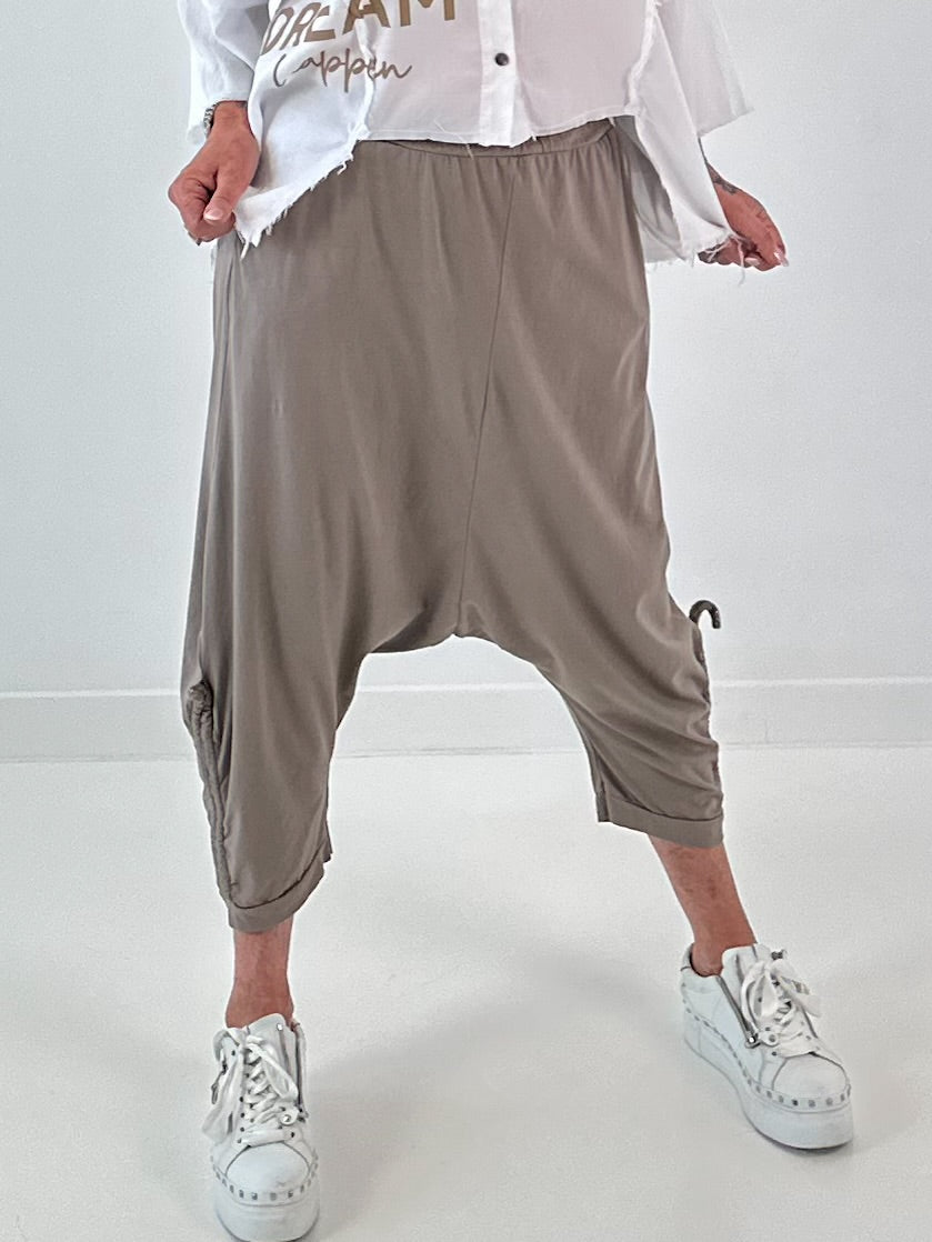 Sweatshirt Baggy mit Beinraffung - taupe