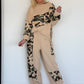 Zweiteiler mit Camouflage-Muster- beige-mehrfarbig