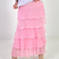 Long ruffled skirt - pink