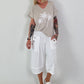 Casual sweatpants with eyelet details - white