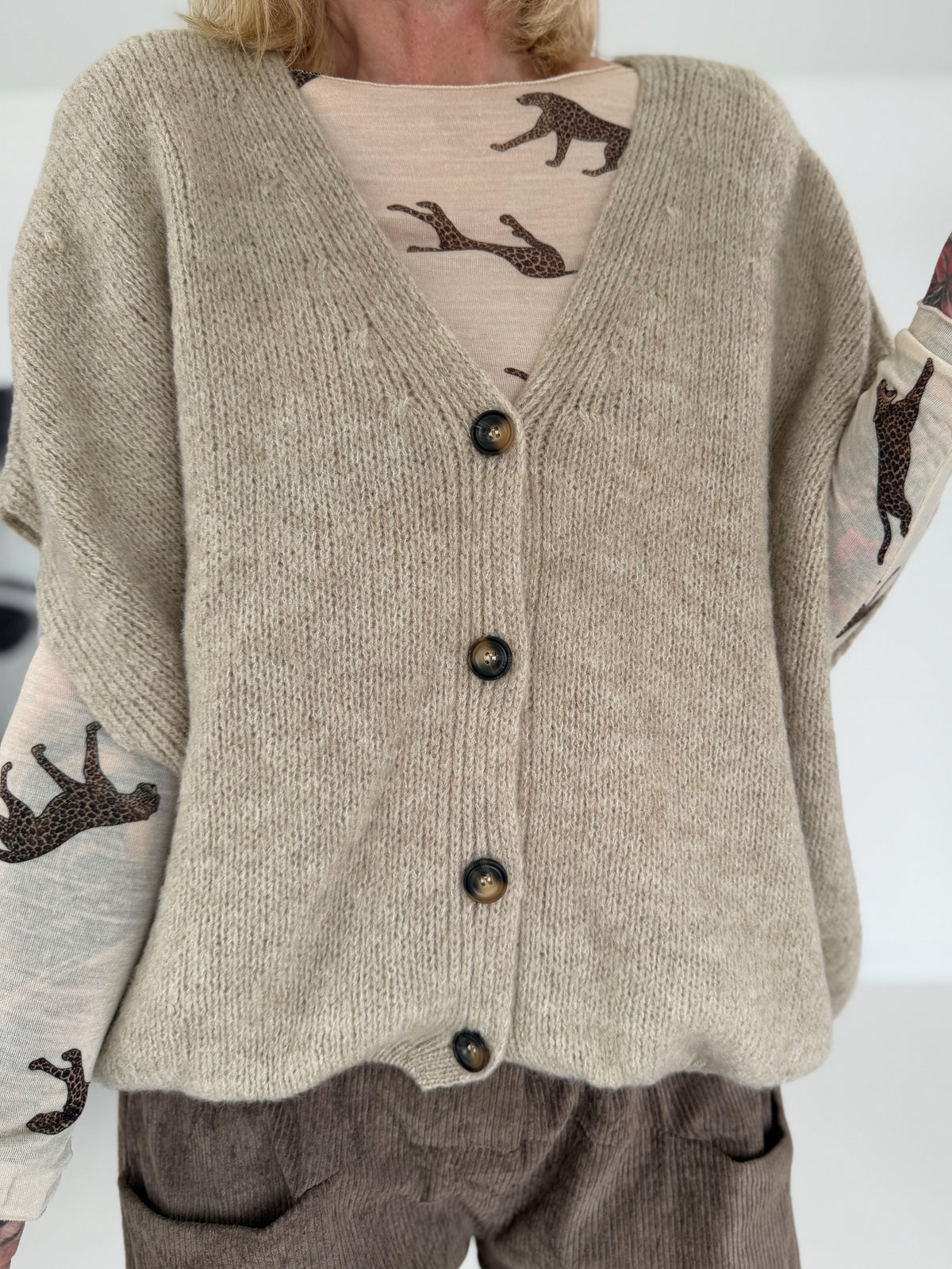 Gebreid gilet - beige