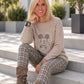 Pullover mit Strass-Comic-Motiv - taupe