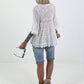 Boho tunic with embroidery and crochet details - white