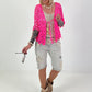 Crochet tie-front cardigan - neon pink