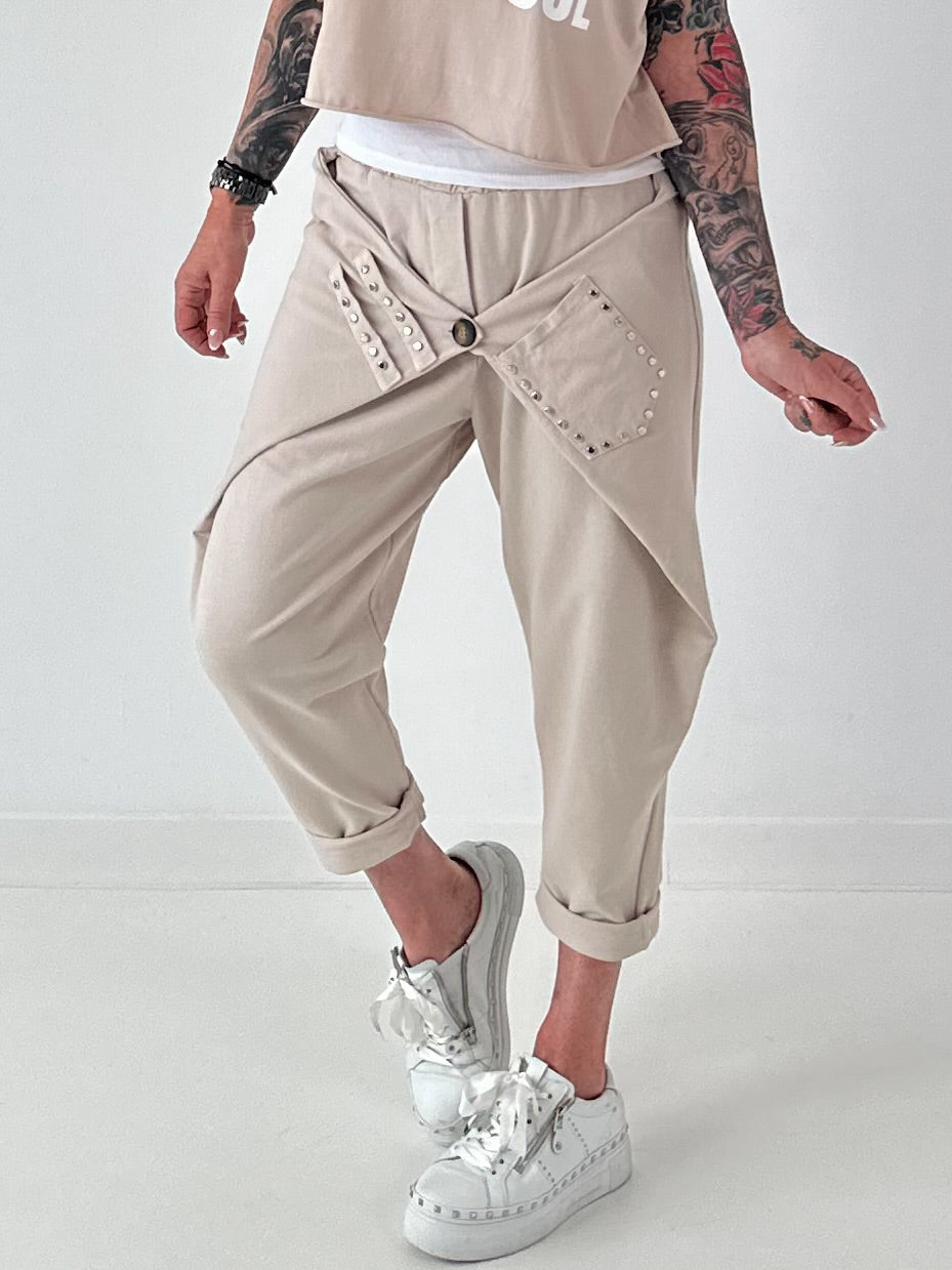 Sweatshirt Hose mit lässigen Details - beige
