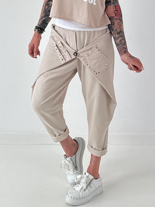Sweatshirt Hose mit lässigen Details - beige