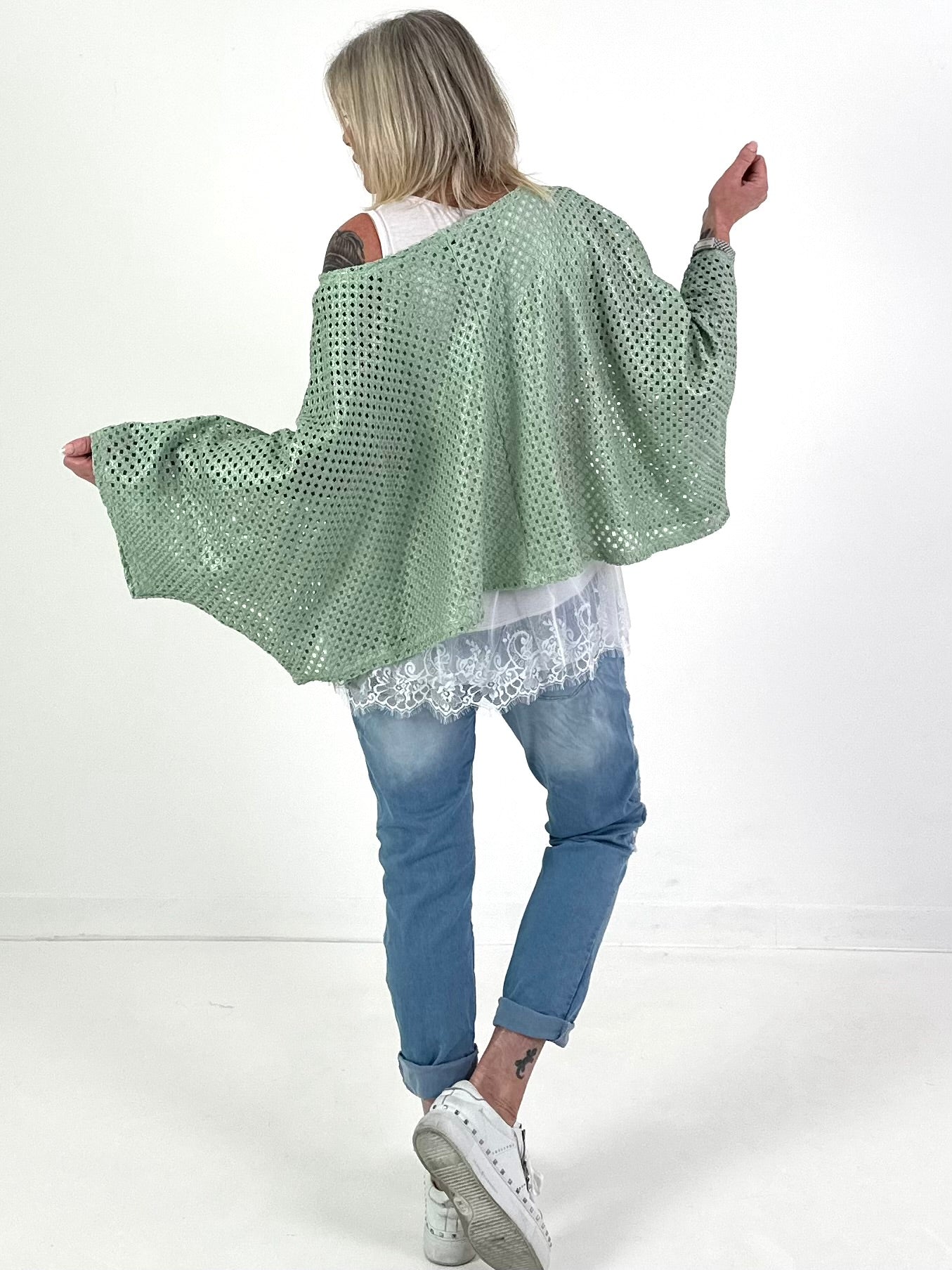 Oversized gehaakt shirt - saliegroen
