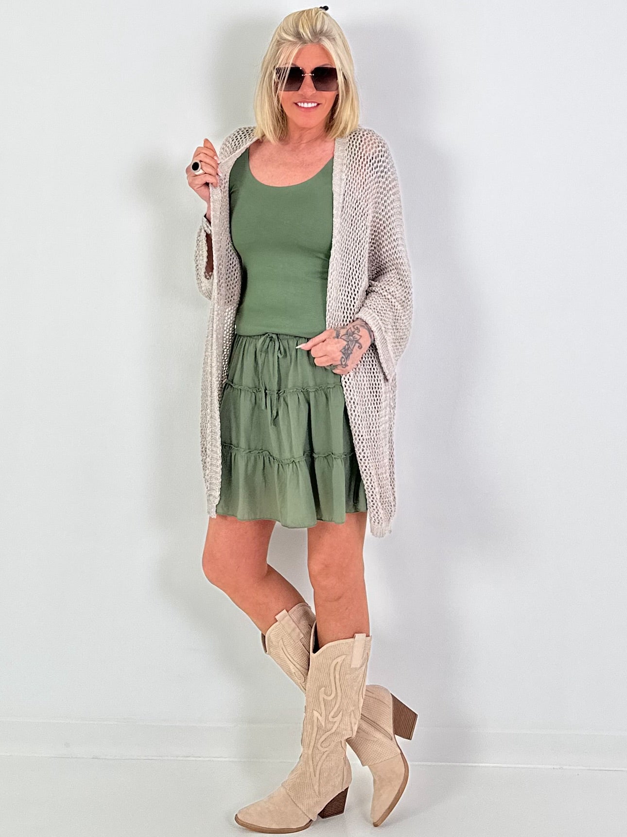 Crochet jacket with Lurex - beige