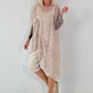 Asymmetrische oversized Tunika mit Jeans Applikationen - beige