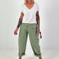 Balloon trousers with overlay - khaki